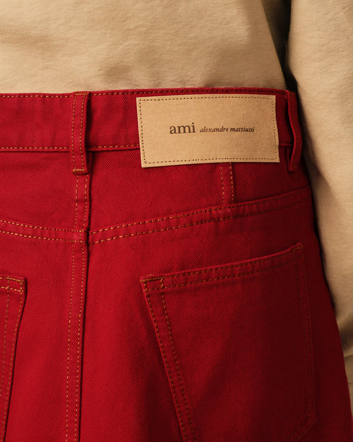 Red mini cotton skirt - Woman - 5 - AMI Paris - Ami Paris