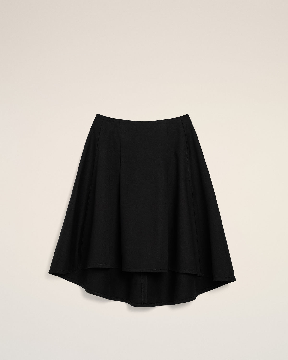 Black midi A-line cotton skirt - 1