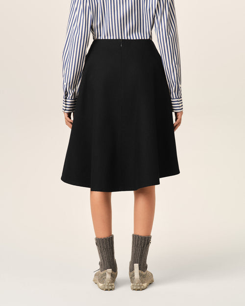 Black midi A-line cotton skirt - Woman - 4 - AMI Paris - Ami Paris