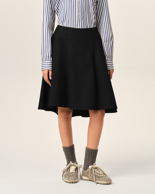 Black midi A-line cotton skirt - Woman - 3 - AMI Paris - Ami Paris