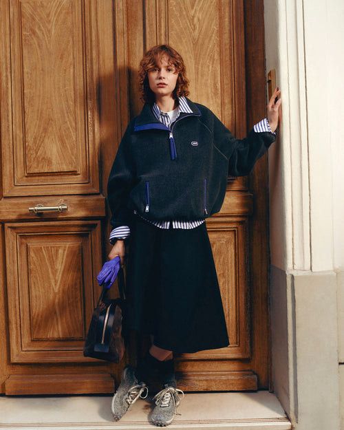 Black midi A-line cotton skirt - Woman - 7 - AMI Paris - Ami Paris