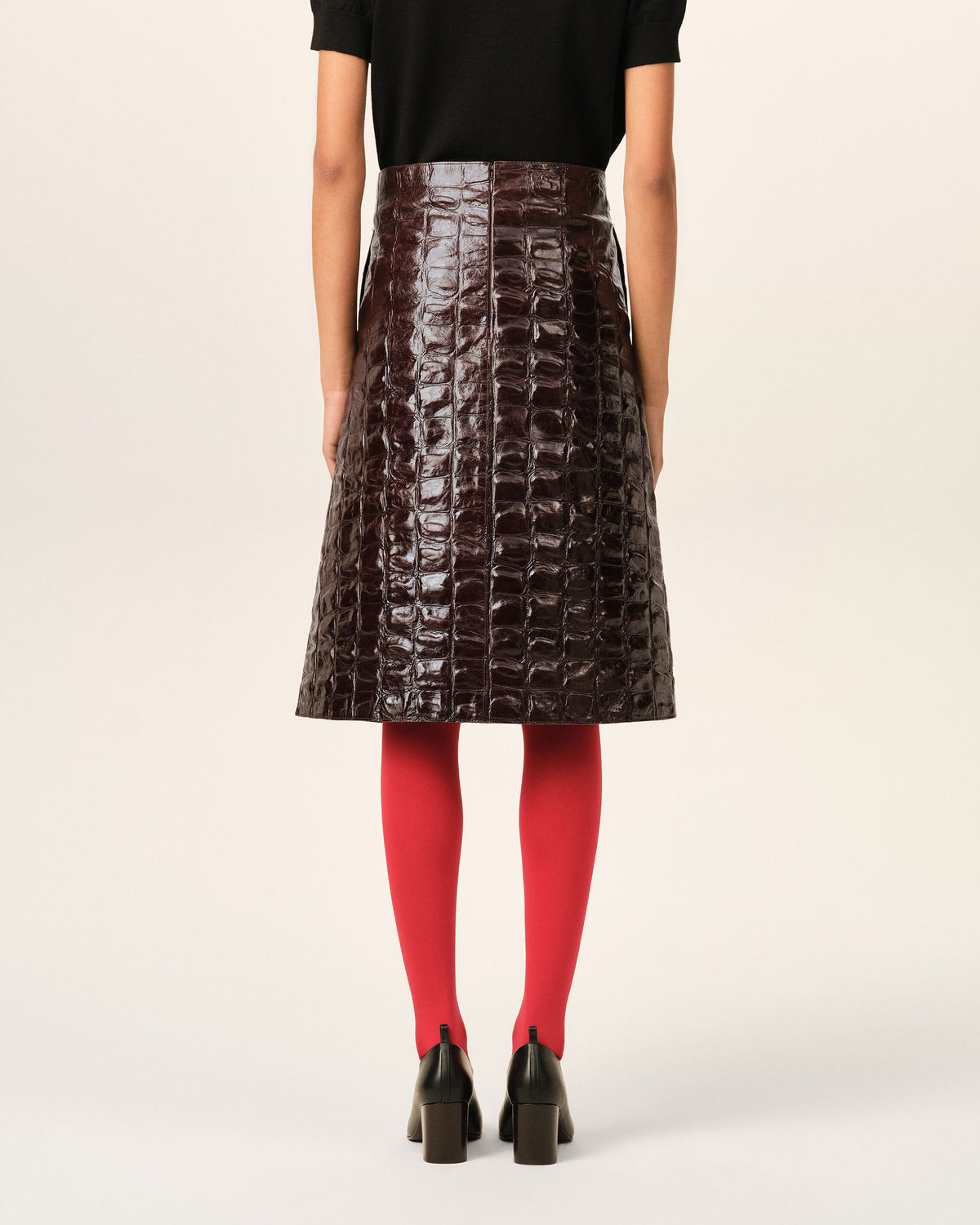 Midi cowhide leather skirt - 4