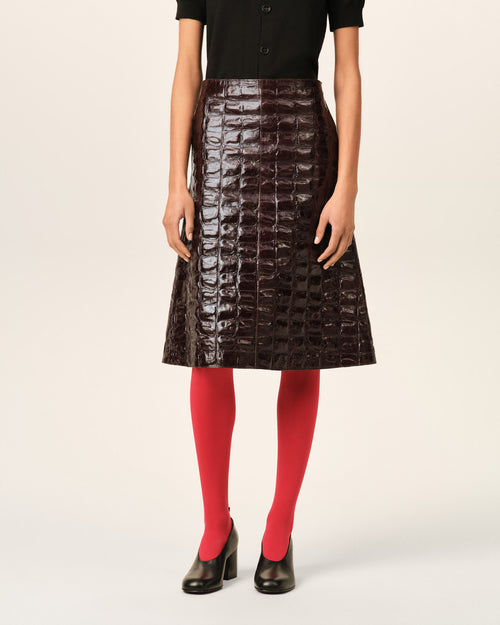 Midi cowhide leather skirt - Femme - 3 - AMI Paris - Ami Paris