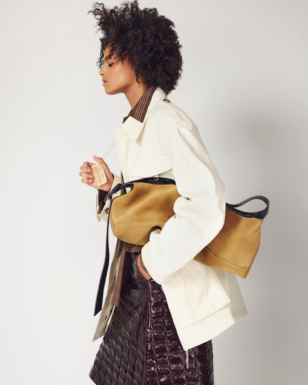 Midi cowhide leather skirt - 7