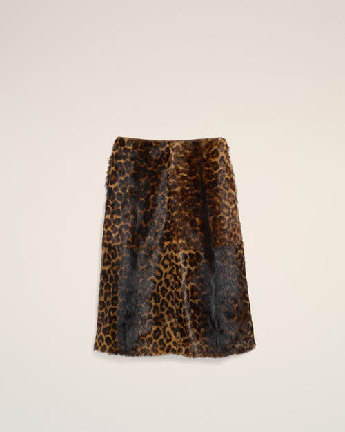 Leopard print midi goat leather skirt - 1 - Ami Paris