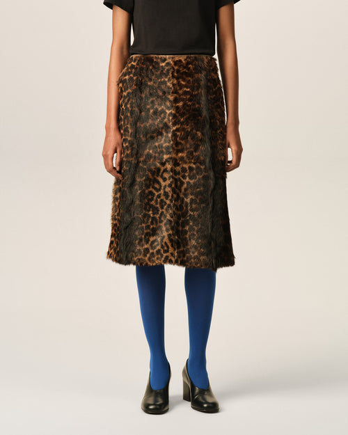 Leopard print midi goat leather skirt - Femme - 3 - AMI Paris - Ami Paris