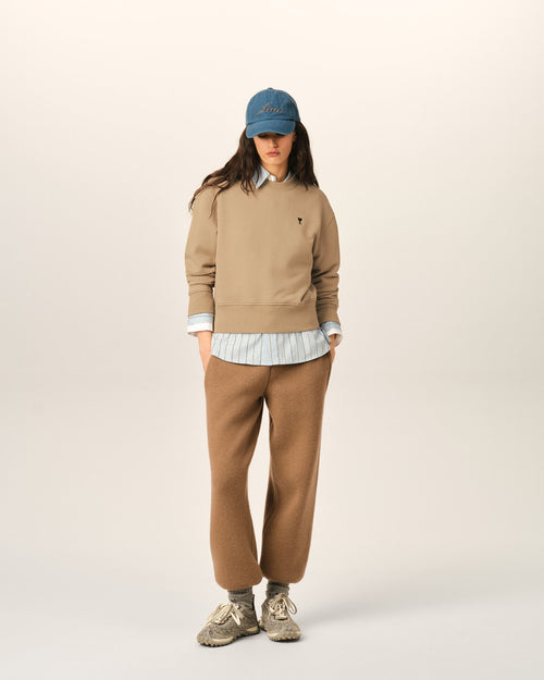 Felpa Ami de Cœur in cotone beige - Donna - 3 - AMI Paris - Ami Paris