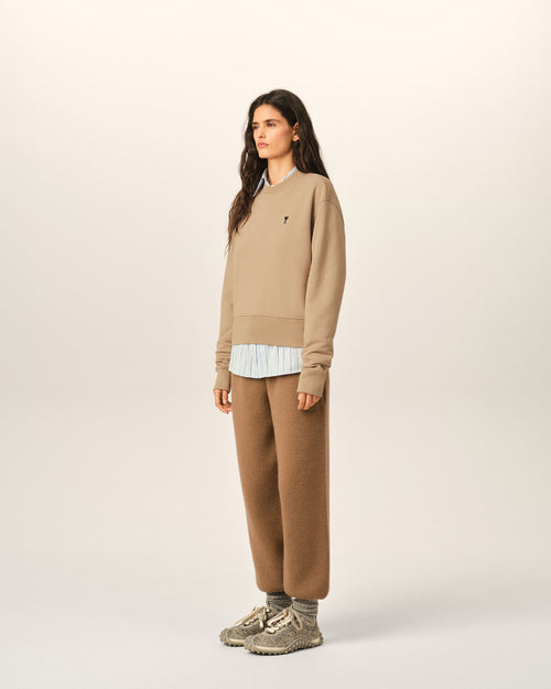 Felpa Ami de Cœur in cotone beige - Donna - 6 - AMI Paris - Ami Paris