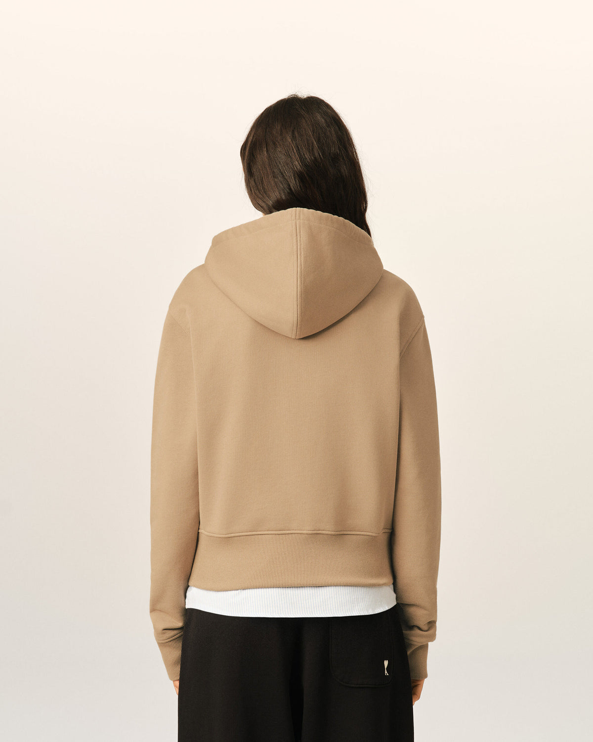 Beige zipped cotton hoodie with Ami de Coeur - 5