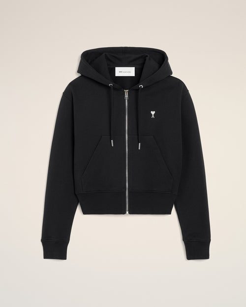 Zipped cotton hoodie with Ami de Coeur - 1 - Ami Paris