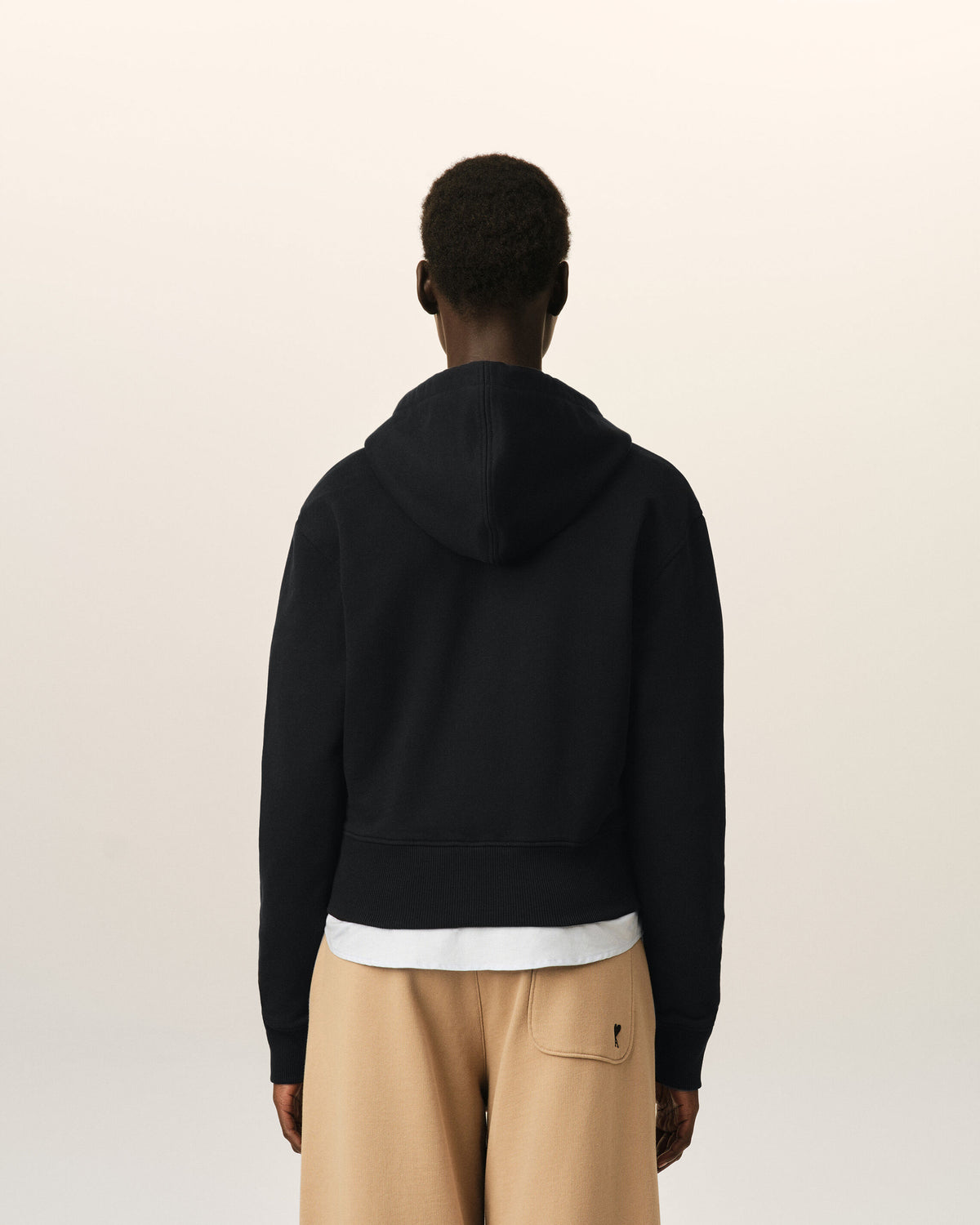Black zipped cotton hoodie with Ami de Coeur - 5