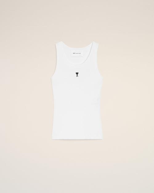 White Cotton Ami De Coeur Tanktop - 1 - Ami Paris