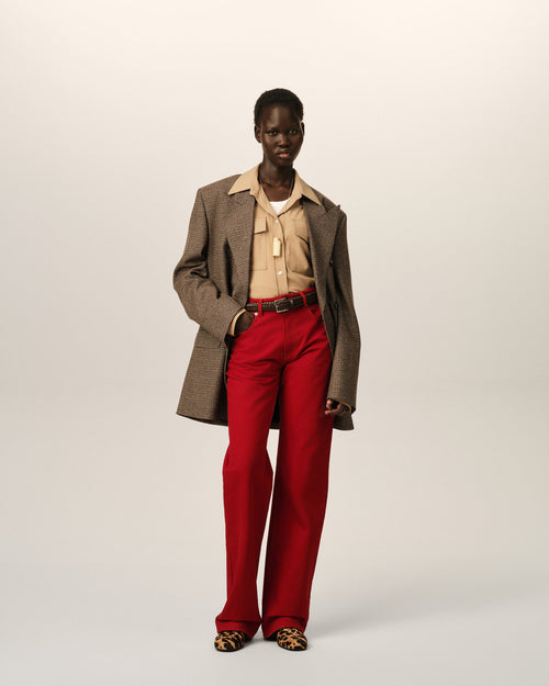 Red large-fit cotton jeans - 2 - Ami Paris