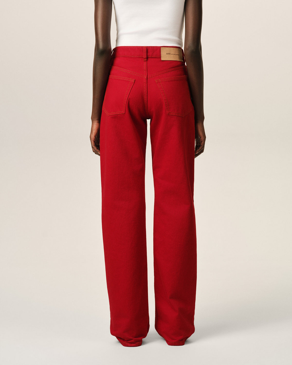 Red large-fit cotton jeans - 4