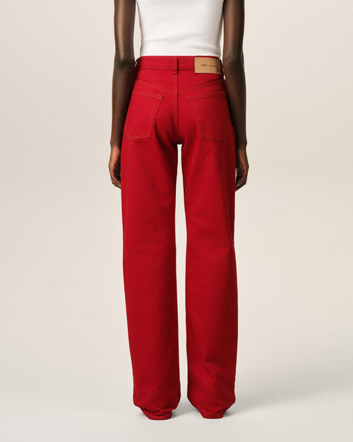 Red large-fit cotton jeans - Woman - 4 - AMI Paris - Ami Paris