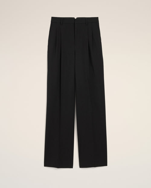 Black high-waisted wide-leg wool trousers - 1 - Ami Paris