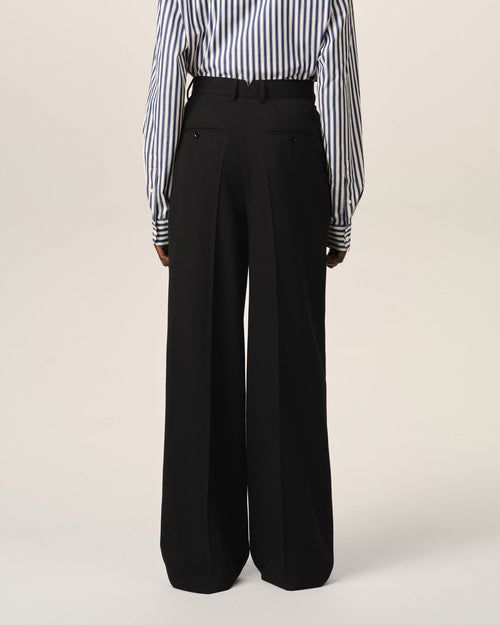 Weite Hose aus schwarzer Wolle mit hohem Bund - Damen - 4 - AMI Paris - Ami Paris