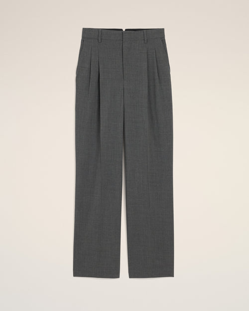 Grey high-waisted wide-leg wool trousers - 1 - Ami Paris