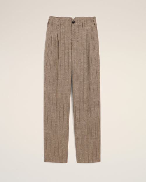 Brown striped wool two-pleats trousers - 1 - Ami Paris