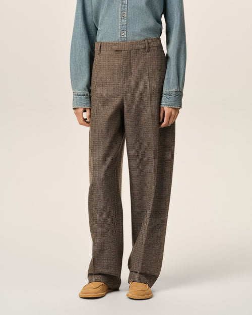 Brown houndstooth balloon-fit wool trousers - Woman - 3 - AMI Paris - Ami Paris