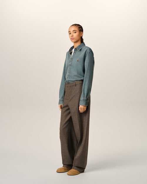 Brown houndstooth balloon-fit wool trousers - Woman - 6 - AMI Paris - Ami Paris