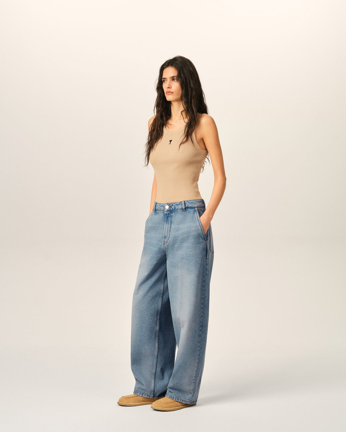 Jeans taglio balloon in cotone blu - 6