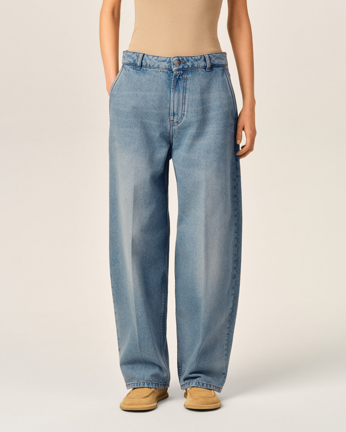 Jeans taglio balloon in cotone blu - 3