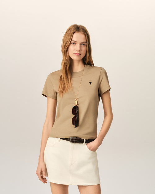 Camiseta Ami de Cœur de algodón beige - Mujer - 2 - AMI Paris - Ami Paris