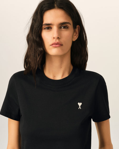 Black Cotton Ami De Coeur Cropped T-shirt - Femme - 4 - AMI Paris - Ami Paris