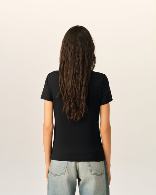 Black Cotton Ami De Coeur Cropped T-shirt - Femme - 5 - AMI Paris - Ami Paris