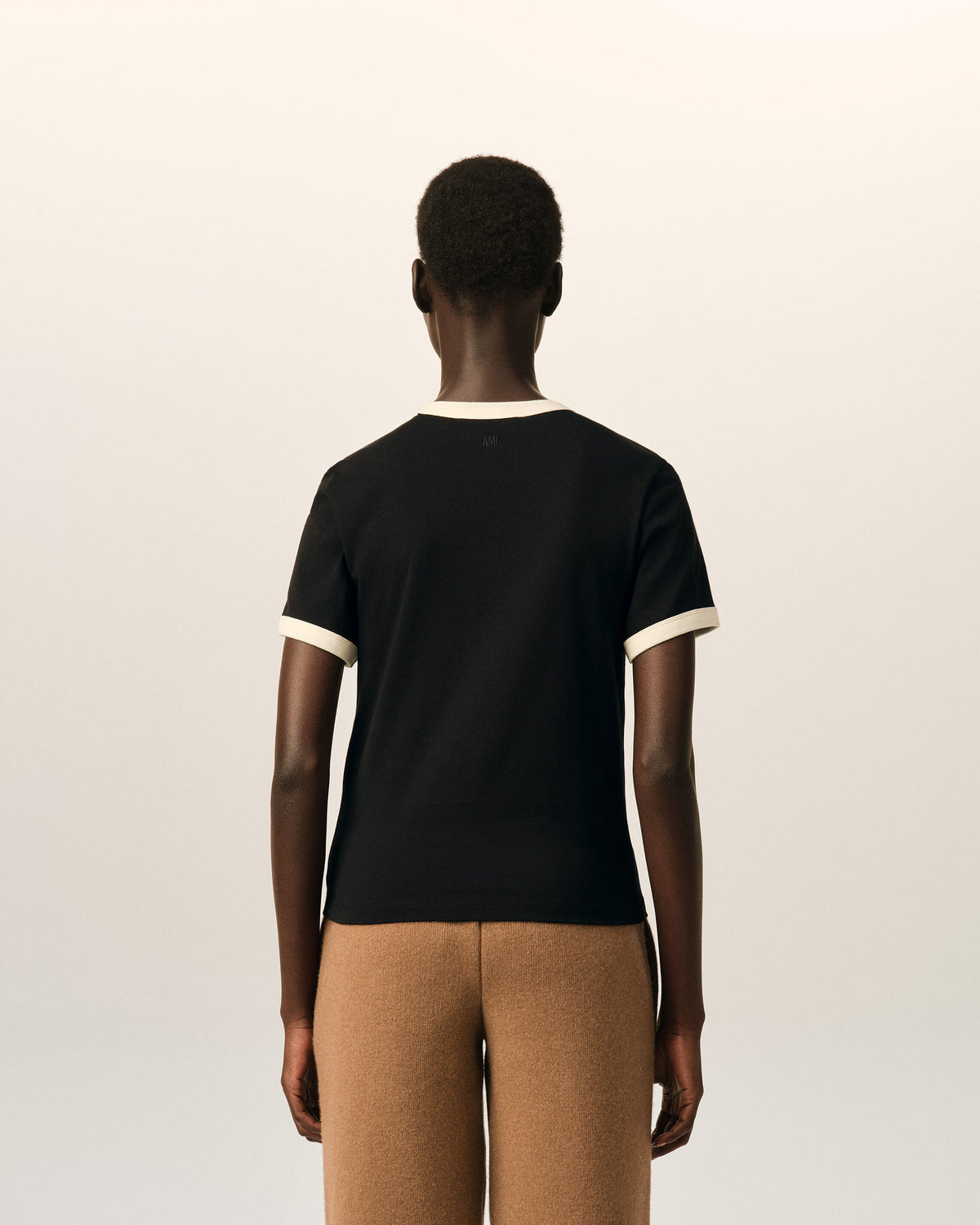Black contrasted cotton t-shirt with Ami de Coeur - 5