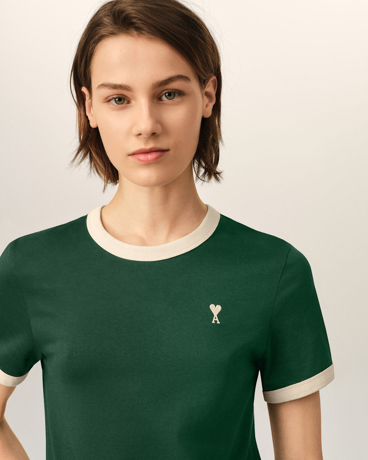 Green contrasted cotton t-shirt with Ami de Coeur - 4