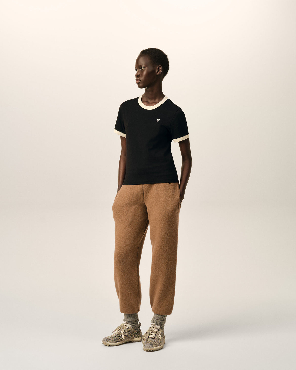 Black contrasted cotton t-shirt with Ami de Coeur - 6