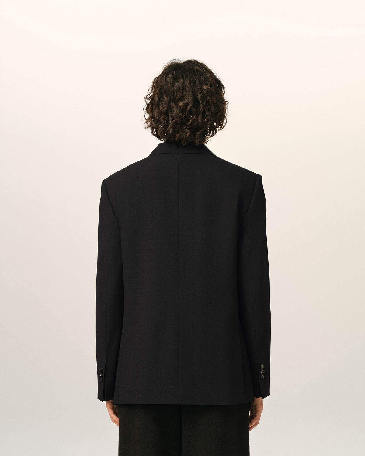 Black single breasted straight-fit wool blazer - 5