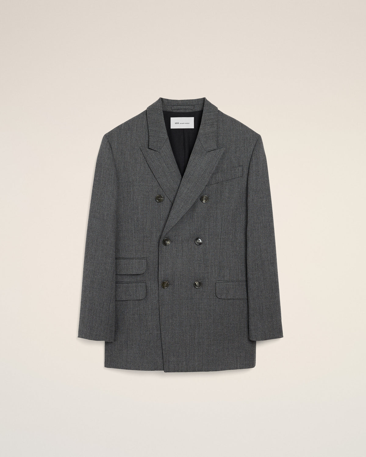 Grey double breasted wool blazer - 1