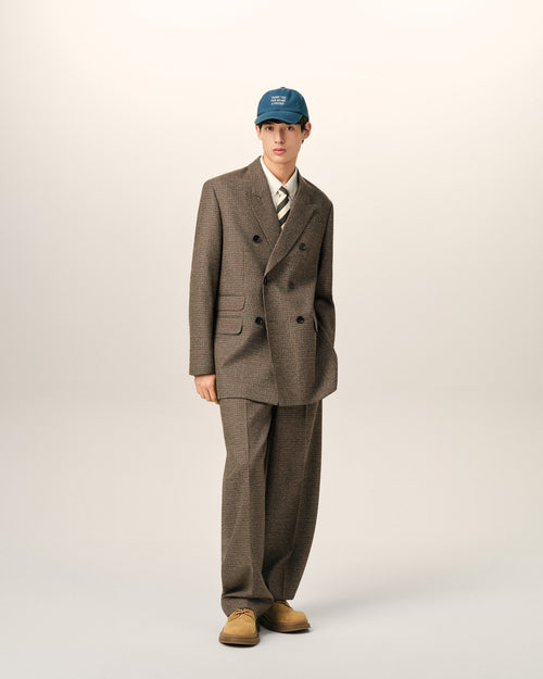 Brown double breasted houndstooth wool blazer - 2 - Ami Paris
