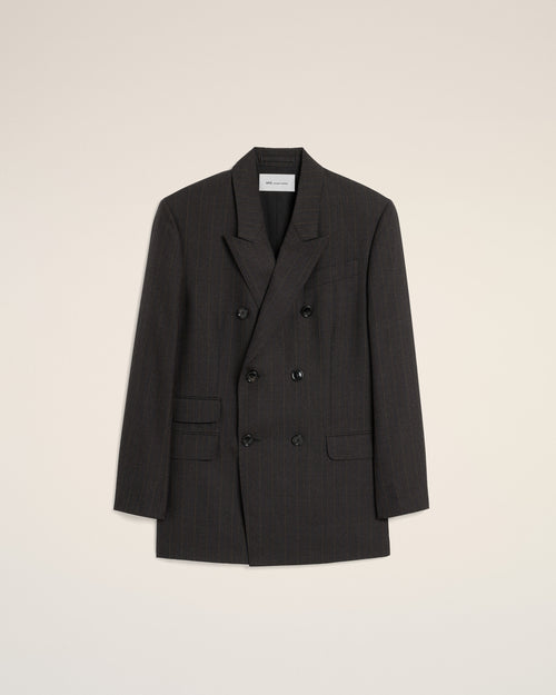 Grey double breasted striped wool blazer - 1 - Ami Paris