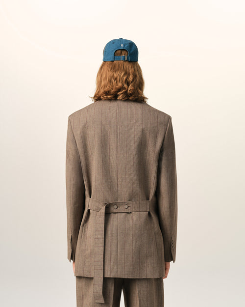 Gestreifter Blazer aus brauner Wolle mit doppelter Knopfleiste - Herren - 5 - AMI Paris - Ami Paris