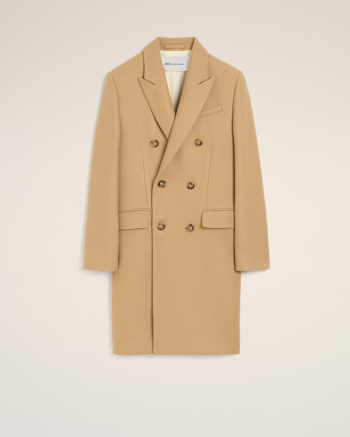 Beige double breasted wool coat - 1