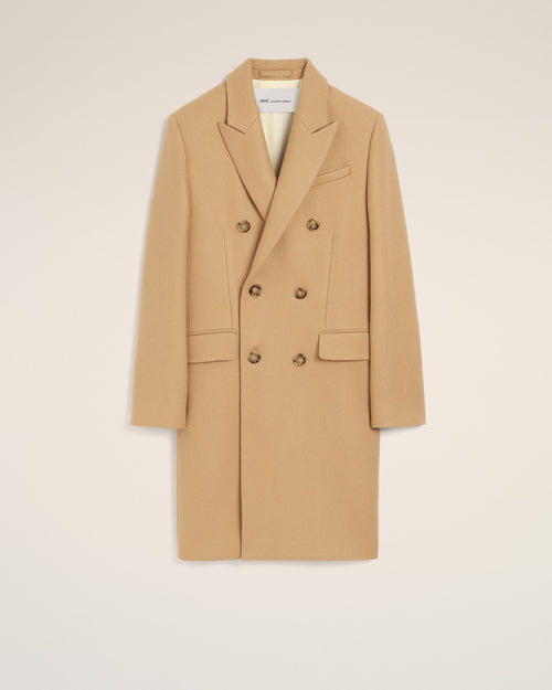 Beige double breasted wool coat - 1 - Ami Paris
