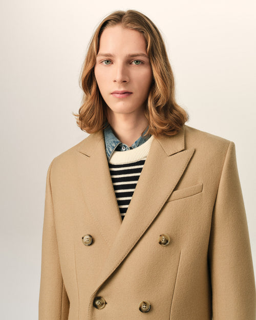 Beige double breasted wool coat - Man - 4 - AMI Paris - Ami Paris