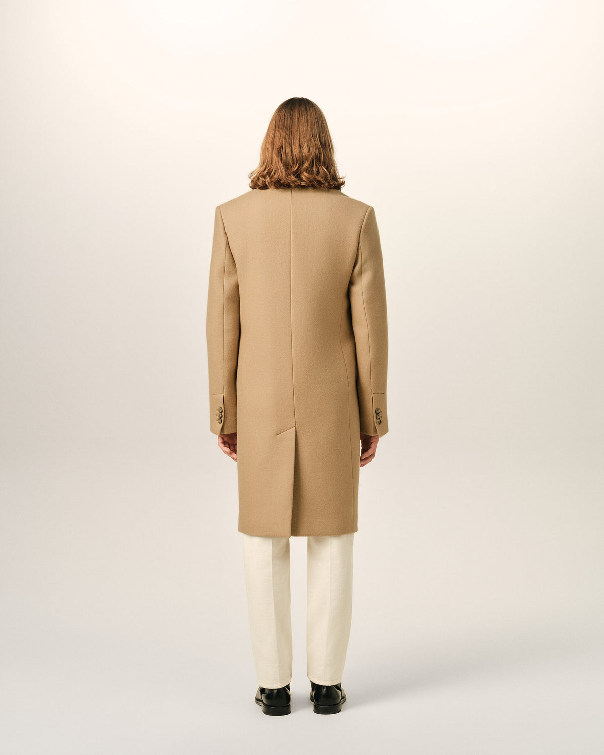 Beige double breasted wool coat - 5