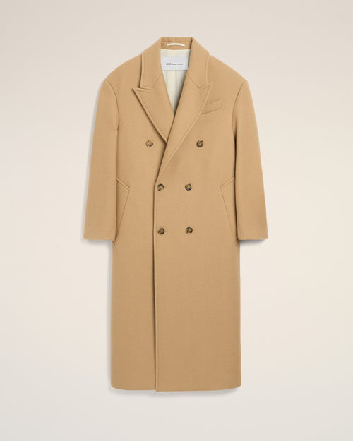 Long beige double breasted wool coat - MASTIC BEIGE - Ami Paris