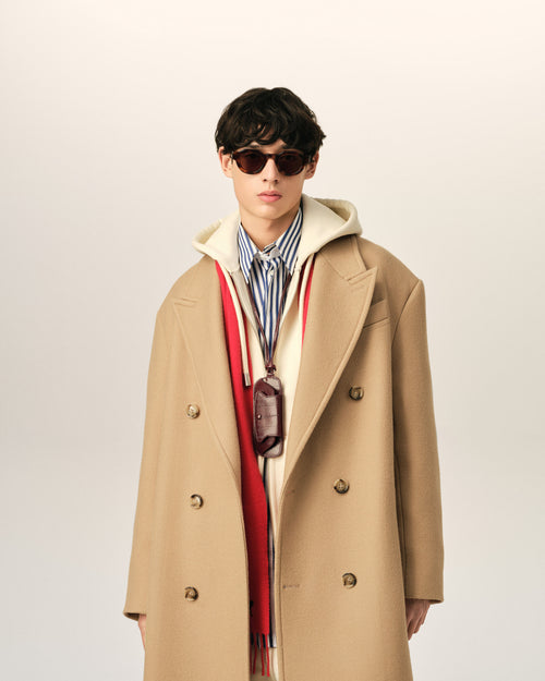 Long beige double breasted wool coat - Man - 3 - AMI Paris - Ami Paris