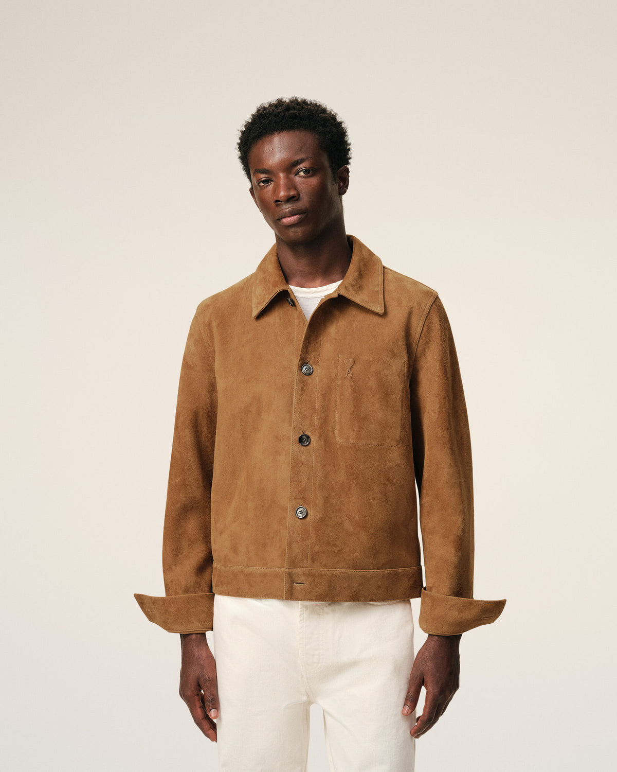 Brown Goat Leather Ami De Coeur Buttoned Jacket - 3