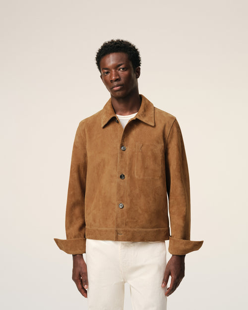 Brown Goat Leather Ami De Coeur Buttoned Jacket - Homme - 3 - AMI Paris - Ami Paris