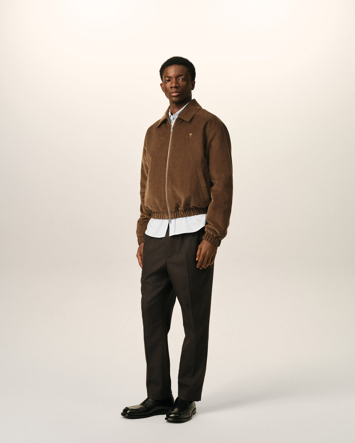 Brown corduroy cotton padded jacket with Ami de Coeur - 6