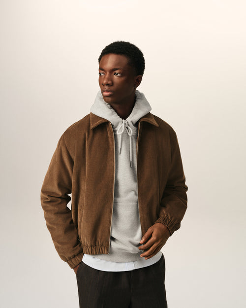Brown corduroy cotton padded jacket with Ami de Coeur - Man - 3 - AMI Paris - Ami Paris