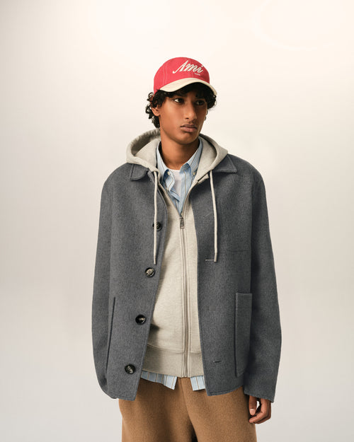 Grauer Blouson aus Wolle und Kaschmir mit Knöpfen - Herren - 3 - AMI Paris - Ami Paris