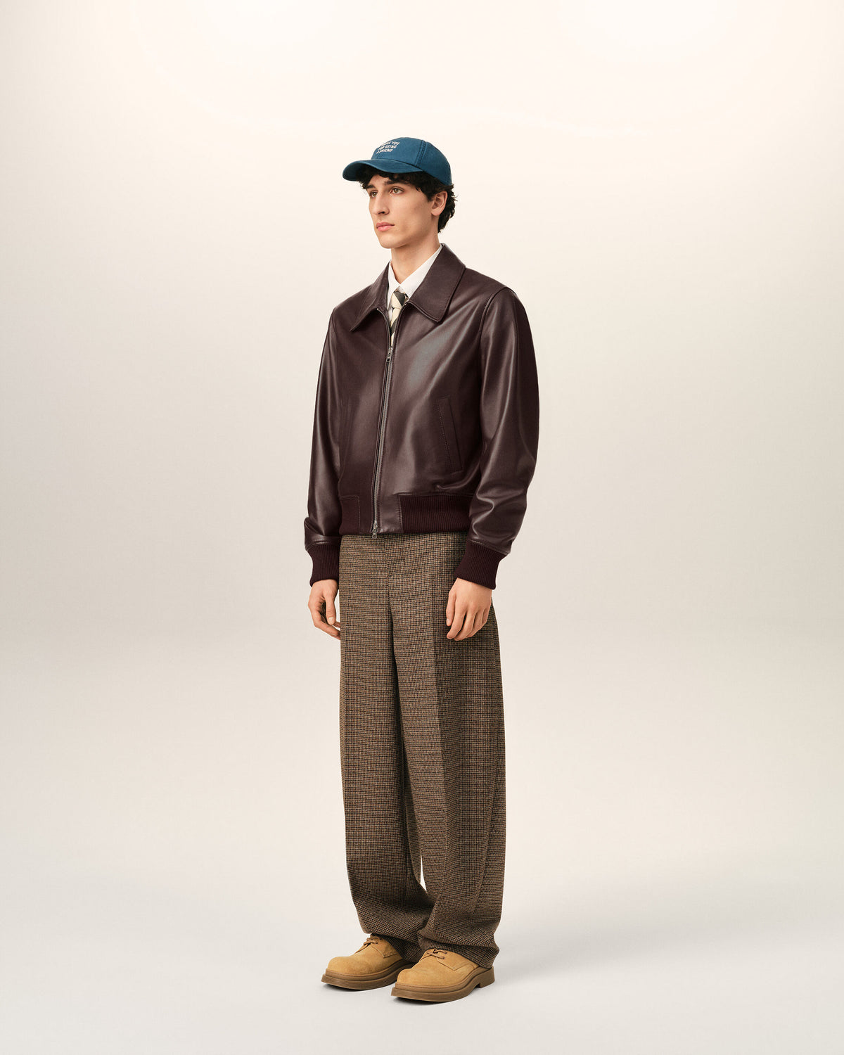 Burgundy lamb leather zipped jacket - 6